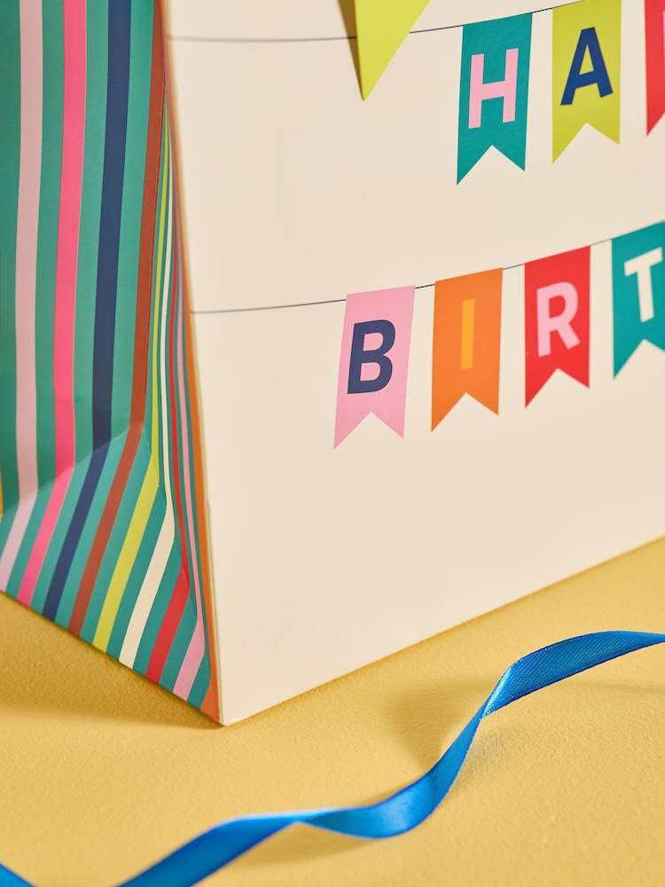 Teal Blue Bright Bunting Birthday Gift Bag and Card Set - Image 2 of 3