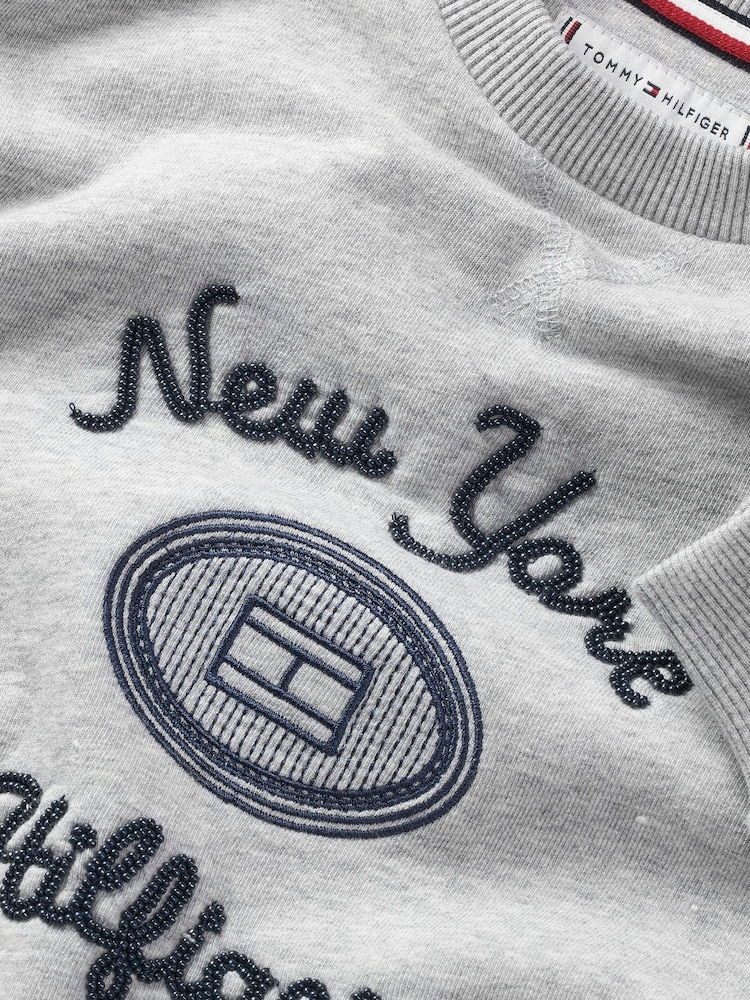 Tommy Hilfiger Grey NY Embroidered Crew Neck Sweatshirt - Image 3 of 3 Tommy Hilfiger Grey NY Embroidered Crew Neck Sweatshirt - Image 3 of 3