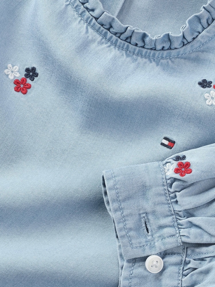 Tommy Hilfiger Blue Flower Print TENCEL™ Long Sleeved Blouse - Image 6 of 6 Tommy Hilfiger Blue Flower Print TENCEL™ Long Sleeved Blouse - Image 6 of 6