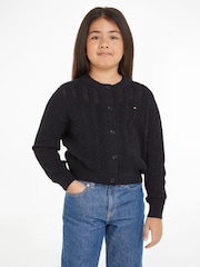 Tommy Hilfiger Blue Regular Fit Essential Cable Cardigan - Image 1 of 6
