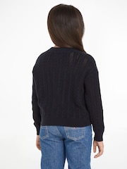 Tommy Hilfiger Blue Regular Fit Essential Cable Cardigan - Image 2 of 6