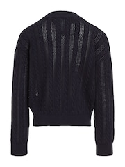 Tommy Hilfiger Blue Regular Fit Essential Cable Cardigan - Image 5 of 6