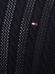 Tommy Hilfiger Blue Regular Fit Essential Cable Cardigan - Image 6 of 6