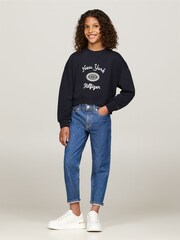 Blau - Tommy Hilfiger NY Embroidered Crew Neck Sweatshirt - Bild 1 von 5