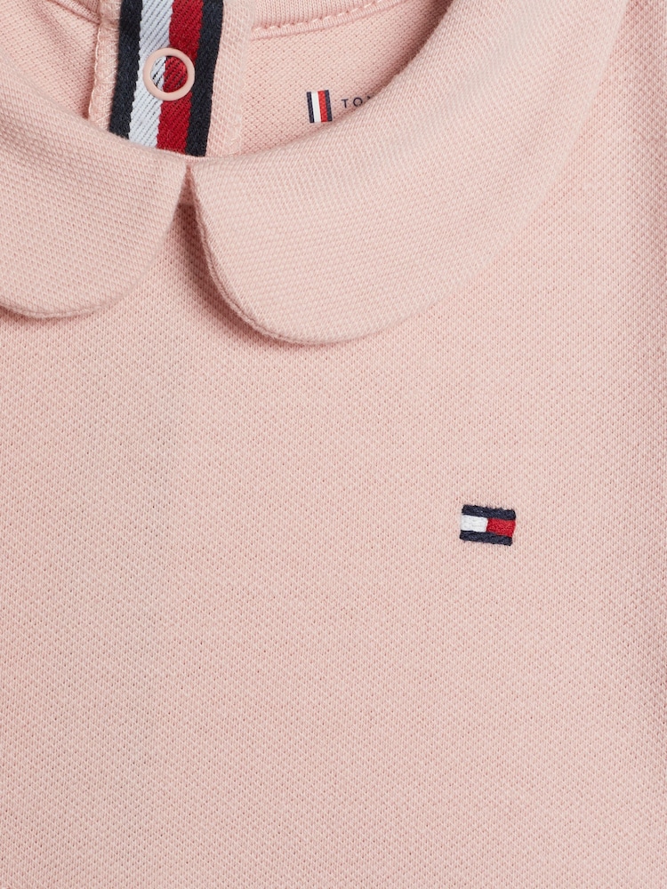 Tommy Hilfiger Pink Regular Fit Pique Pointelle One Piece Bodysuit - Image 2 of 2