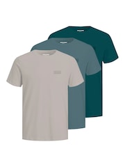 JACK & JONES Green Logo T-Shirt 3 Pack - Image 1 of 4