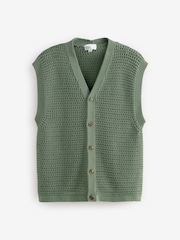 Salbeigrün - EDIT Crochet Button-Through Knitted Vest - Bild 6 von 7