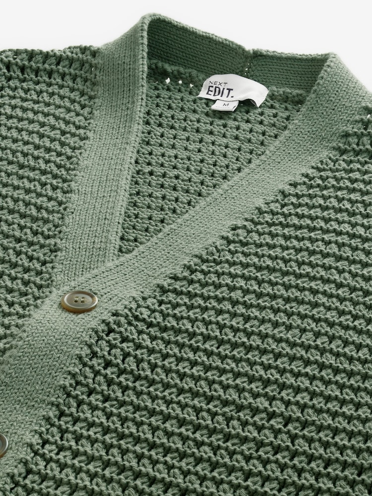 Salbeigrün - EDIT Crochet Button-Through Knitted Vest - Bild 7 von 7