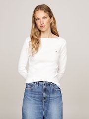 Calvin Klein Natural 100% Cotton Boat Neck Slim T-Shirt - Image 3 of 6