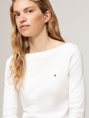 Calvin Klein Natural 100% Cotton Boat Neck Slim T-Shirt - Image 4 of 6