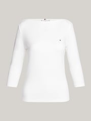 Calvin Klein Natural 100% Cotton Boat Neck Slim T-Shirt - Image 6 of 6