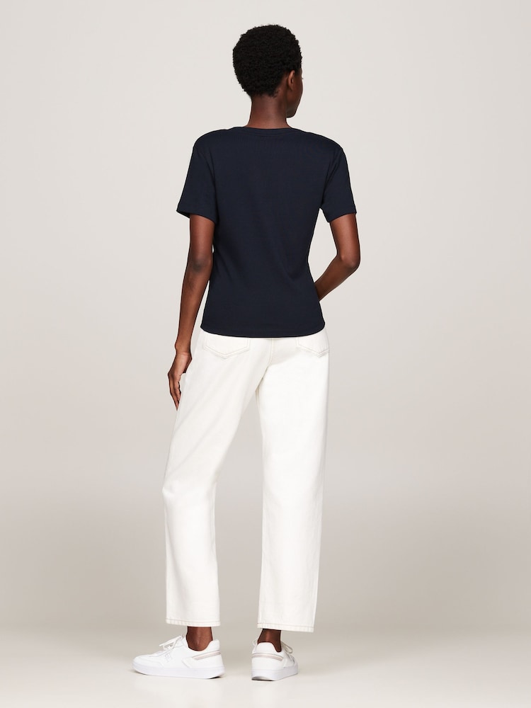 Tommy Hilfiger Natural Plain V-Neck 100% Cotton T-Shirt - Image 2 of 5