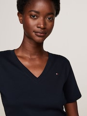 Tommy Hilfiger Natural Plain V-Neck 100% Cotton T-Shirt - Image 3 of 5