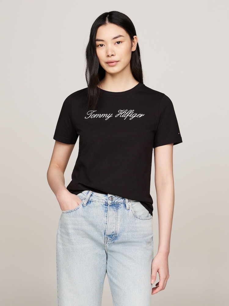 Tommy Hilfiger Black Script Regular Black T-Shirt - Image 1 of 6