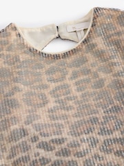Brown Leopard Print Sequin Long Sleeve Bow Back Dress - Image 7 of 9