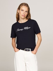 Tommy Hilfiger Black Chrome Script Regular Black T-Shirt - Image 1 of 6
