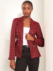 Lipsy Red Boucle Military Blazer - Image 1 of 4