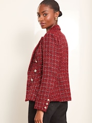 Lipsy Red Boucle Military Blazer - Image 2 of 4