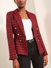 Lipsy Red Boucle Military Blazer - Image 3 of 4