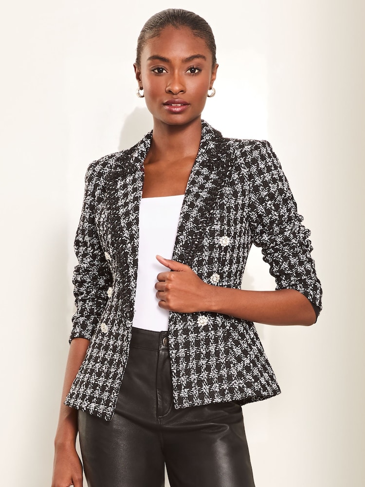 Schwarz - Lipsy Bouclé-Blazer im Military-Stil - Bild 1 von 4 Schwarz - Lipsy Bouclé-Blazer im Military-Stil - Bild 1 von 4