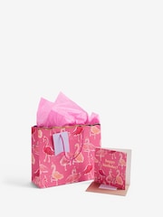 Pink Medium Flamingo Gift Bag and Card Set - Image 3 of 3