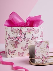 Pink Large Butterfly Gift Bag and Card Set - Image 1 of 3