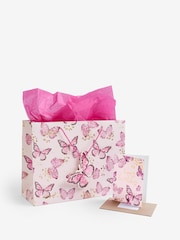 Pink Large Butterfly Gift Bag and Card Set - Image 3 of 3