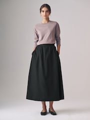 The Set Black/Taupe Brown 2 Pack 100% Cotton Poplin Full Midi Skirts - Image 1 of 7