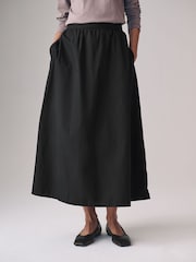The Set Black/Taupe Brown 2 Pack 100% Cotton Poplin Full Midi Skirts - Image 5 of 7