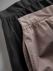 The Set Black/Taupe Brown 2 Pack 100% Cotton Poplin Full Midi Skirts - Image 6 of 7