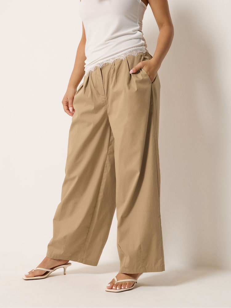 PixieGirl Petite Brown Pleated Waist Balloon Trousers - Image 2 of 6