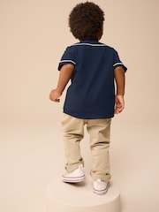 Navy Varsity 100% Cotton Short Sleeve Varsity Baseball Neck Shirt (3mths-7yrs) - Image 2 of 7