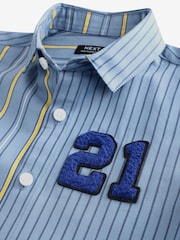 Blue 100% Cotton Long Sleeve Splice Shirt (3mths-7yrs) - Image 7 of 8