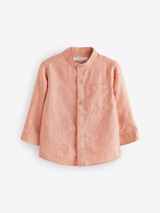 Orange Grandad Collar Linen Mix Shirt (3mths-7yrs) - Image 1 of 1