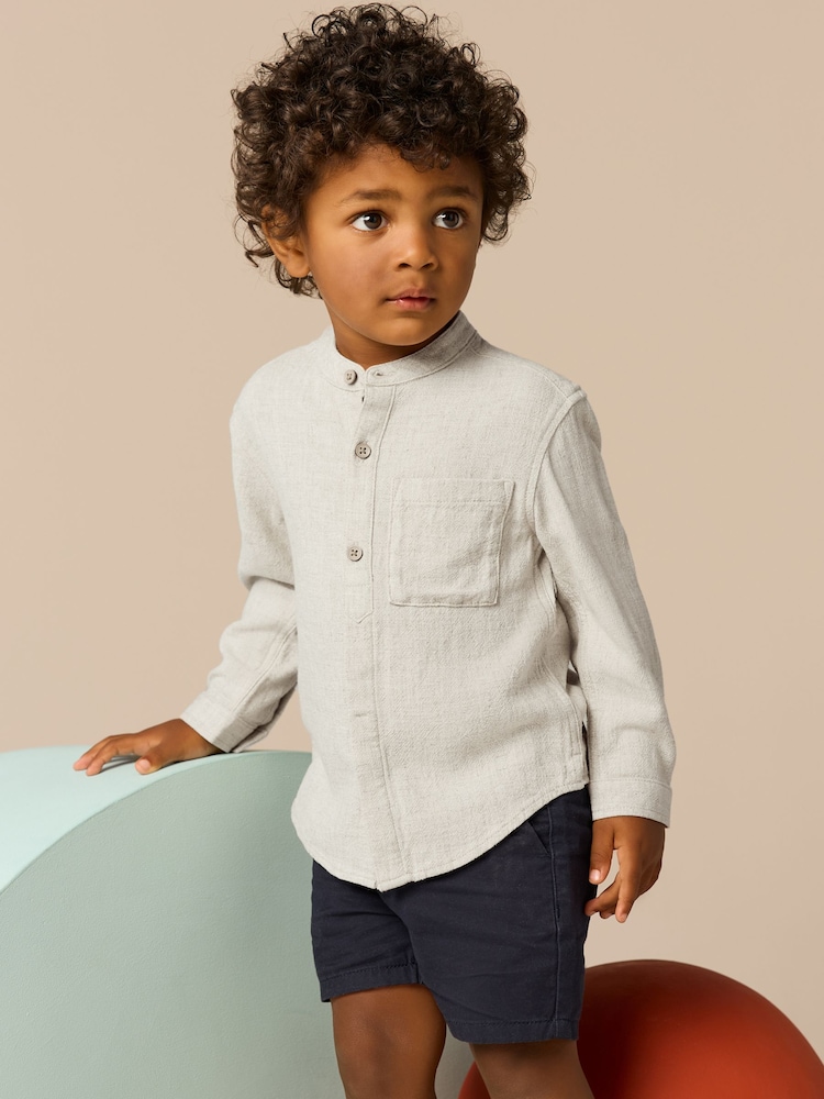 nevtralne barve perilo; platnen - Majica z ovratnikom Grandad Collar perilo; platnen Mix (3mesecev-7leto) - Slika 1 iz 8 nevtralne barve perilo; platnen - Majica z ovratnikom Grandad Collar perilo; platnen Mix (3mesecev-7leto) - Slika 1 iz 8