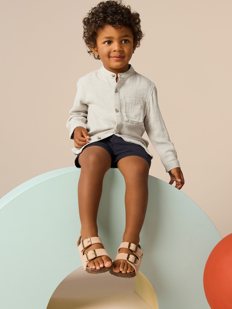 Neutral Linen Grandad Collar Linen Mix Shirt (3mths-7yrs) - Image 3 of 8