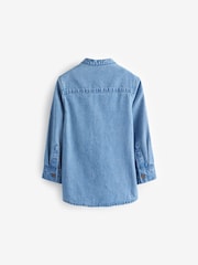 Blue Denim 100% Cotton Long Sleeve Grandad Collar Denim Shirt (3mths-7yrs) - Image 6 of 8