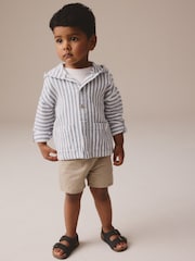 Blue/White Long Sleeve Stripe Hooded Shirt (3mths-7yrs) - Image 2 of 4
