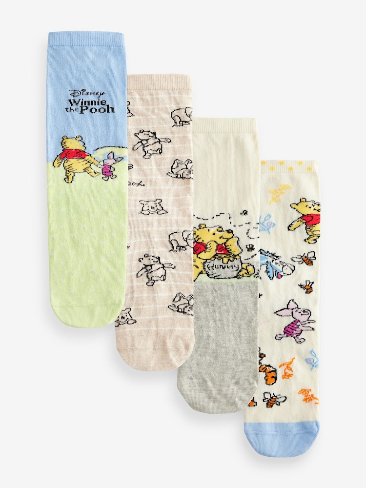 Blue / Green Winnie The Pooh Ankle Socks 4 Pack - Image 1 of 5