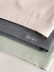Green/Grey Ribbed Cotton Ultimate Comfort Crop Tops 3 Pack - Image 11 of 12