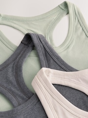 Green/Grey Ribbed Cotton Ultimate Comfort Crop Tops 3 Pack - Image 12 of 12
