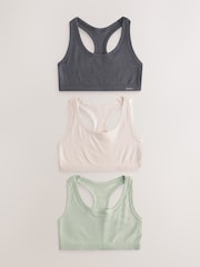 Green/Grey Ribbed Cotton Ultimate Comfort Crop Tops 3 Pack - Image 7 of 12