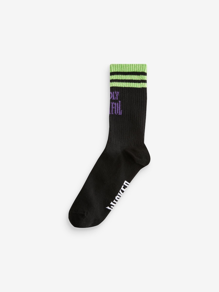 Black/Purple Wicked Movie Ribbed Ankle Socks 3 Pack - Image 5 of 9