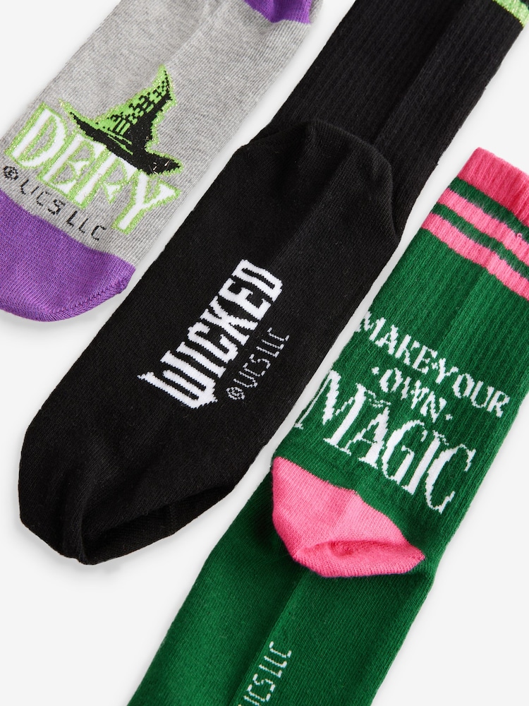 Black/Purple Wicked Movie Ribbed Ankle Socks 3 Pack - Image 8 of 9