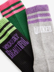 Black/Purple Wicked Movie Ribbed Ankle Socks 3 Pack - Image 9 of 9