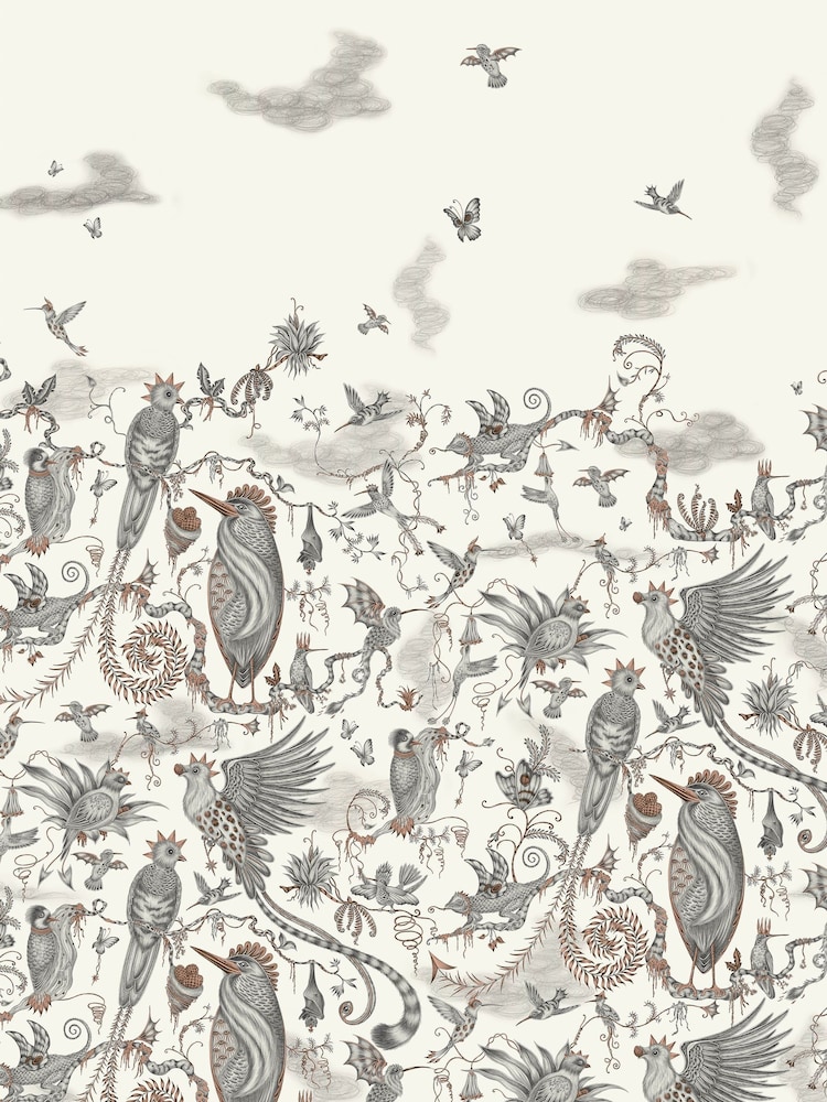 Clarke and Clarke Forest Ivory Emma J Shipley Mythica Cloud A4 Wallpaper Sample - Image 1 of 1
