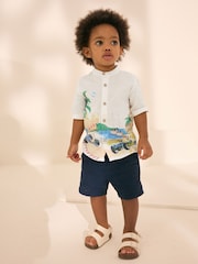 Cream Border Monaco Short Sleeves Grandad Collar Printed Shirt (3mths-7yrs) - Image 2 of 8
