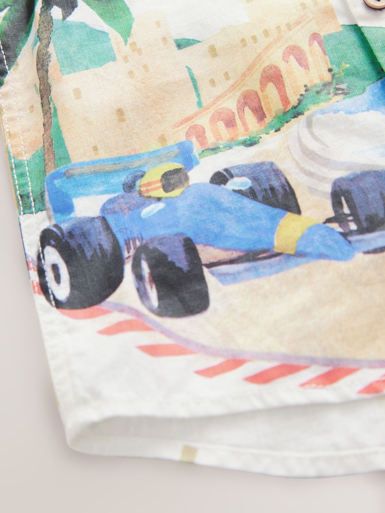 Cream Border Monaco Short Sleeves Grandad Collar Printed Shirt (3mths-7yrs) - Image 8 of 8