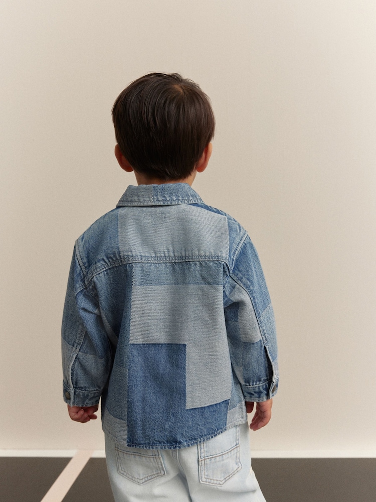 Blue Denim Overshirt Denim Patchwork Shirt (3mths-7yrs) - Image 3 of 8