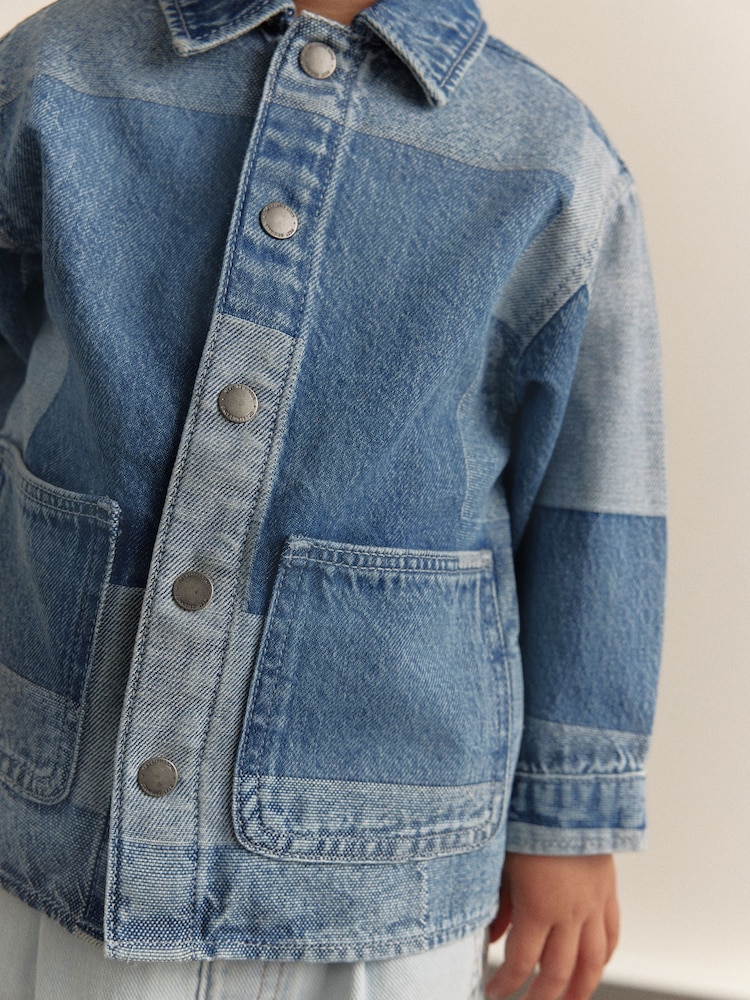 Blue Denim Overshirt Denim Patchwork Shirt (3mths-7yrs) - Image 4 of 8